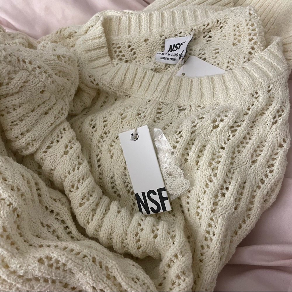 NWT NSF Georgina Crew Midi Sweater Dress in white. Size XL - Picture 8 of 8